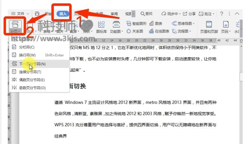 wps分页符怎么用(wps插入分页符的方法技巧)