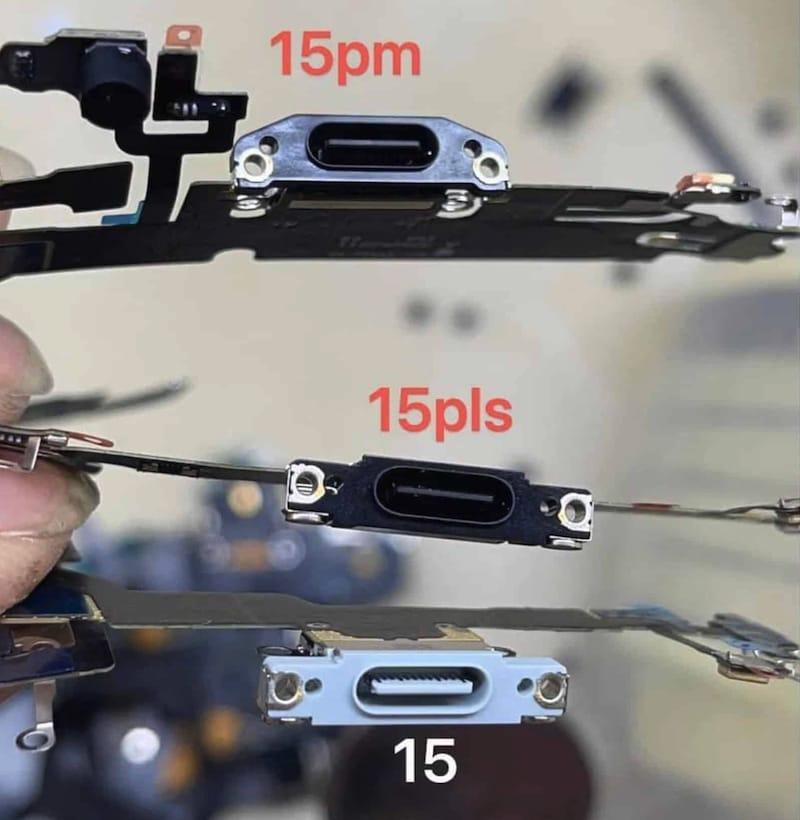 iPhone 15 系列手机 USB-C 接口组件曝光