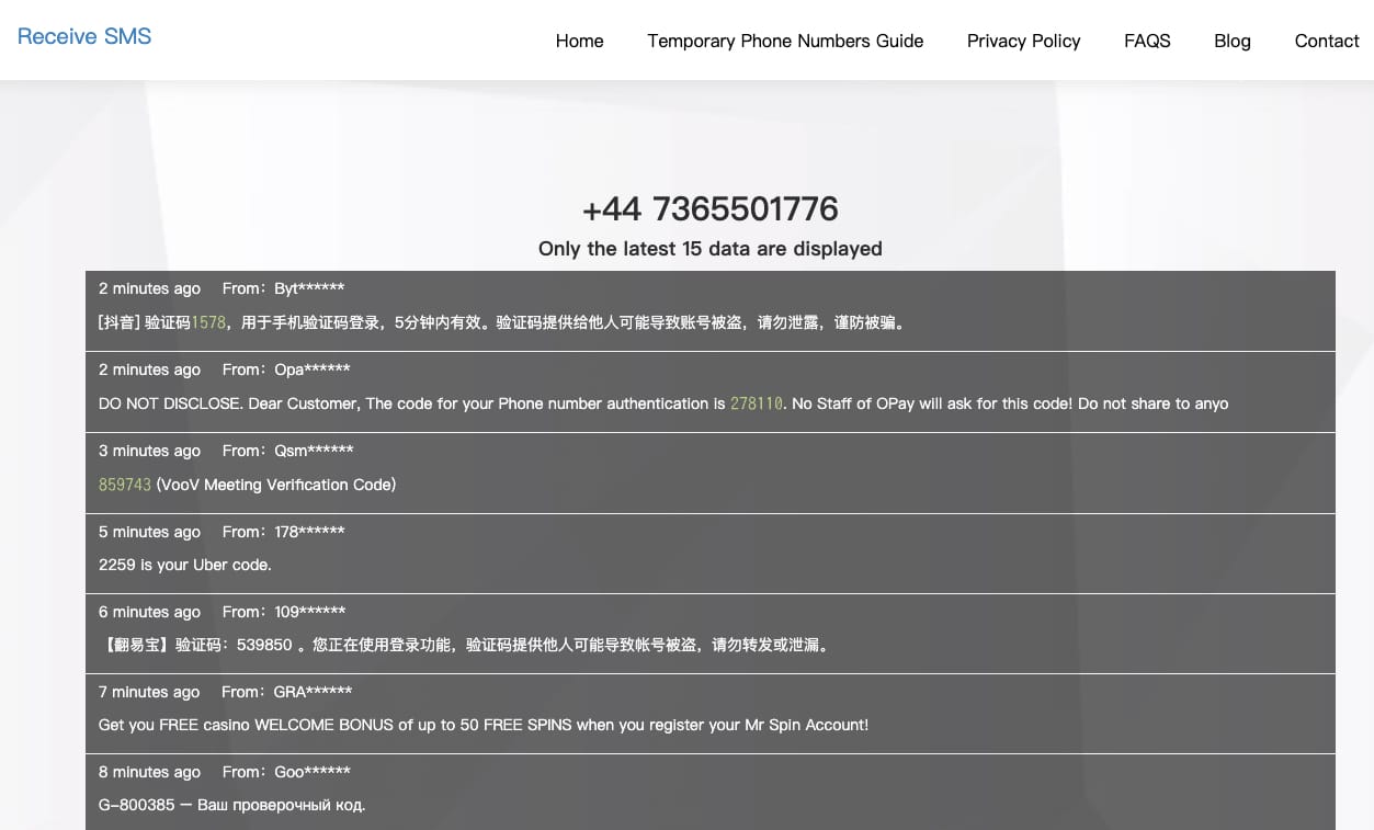 Receive SMS Online - 免费接码平台(含教程)