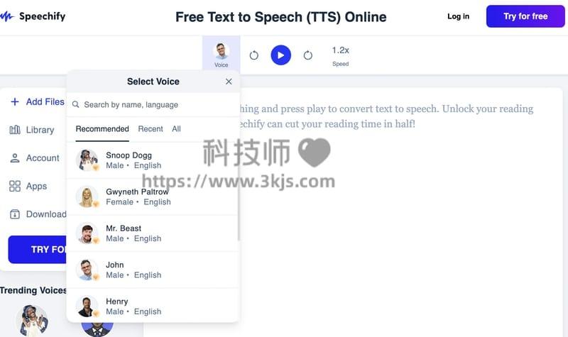 Speechify Text to Speech - 文字转声音免费在线工具