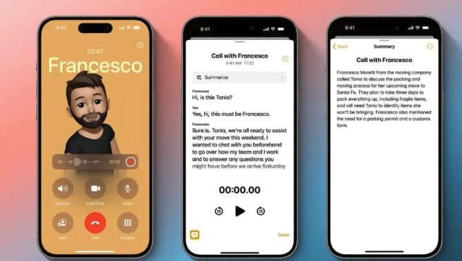 iOS 18 加入通话录音和通话内容转文字的功能