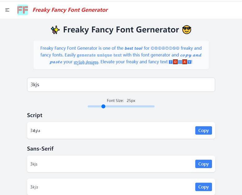 Freaky Fancy Font Generator - 在线字体生成器