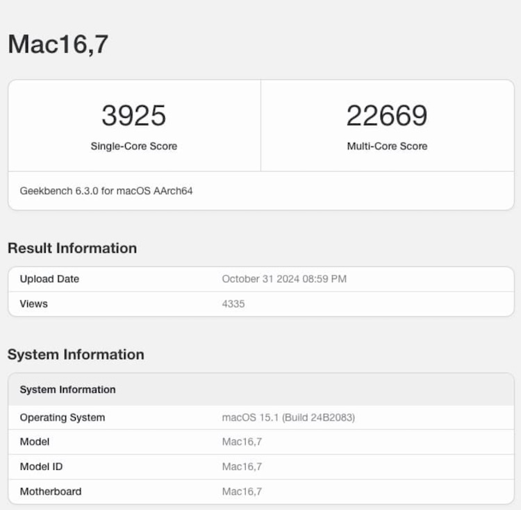 Mac mini M4 Pro Geekbench 跑分曝光，性能超越Mac Pro