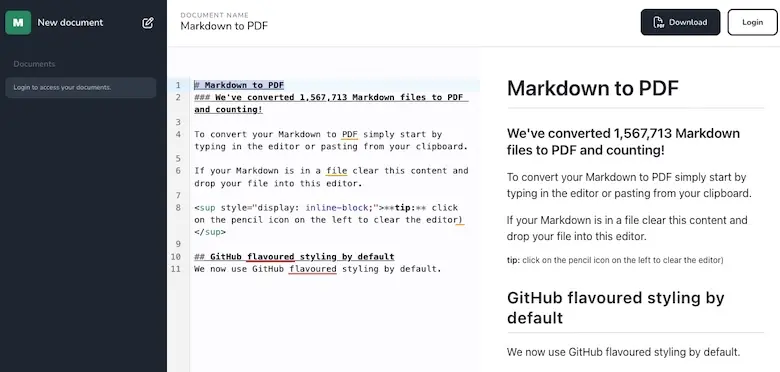 Markdown to PDF - 在线Markdown转PDF转换工具